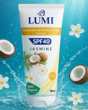 LUMI Jasmine & Lavender Sunscreen Lotion SPF 40 – 100% Organic Moisturizing UV Defense