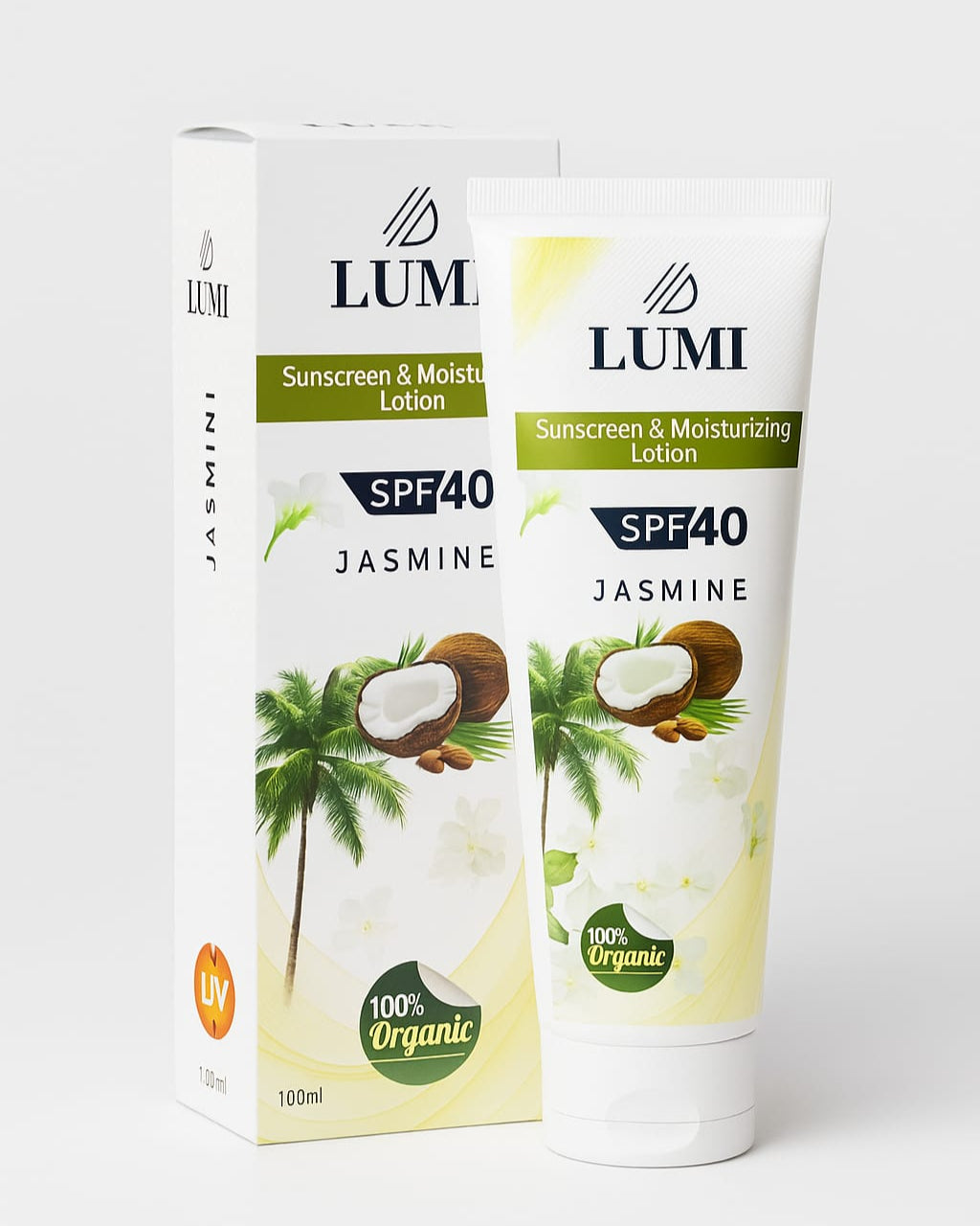 LUMI Jasmine & Lavender Sunscreen Lotion SPF 40 – 100% Organic Moisturizing UV Defense